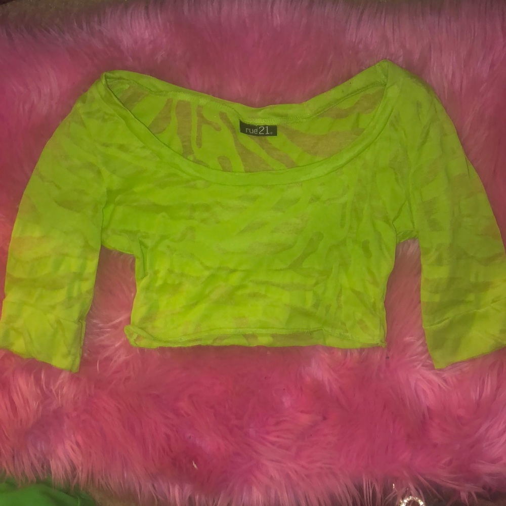 Neon green zebra crop top